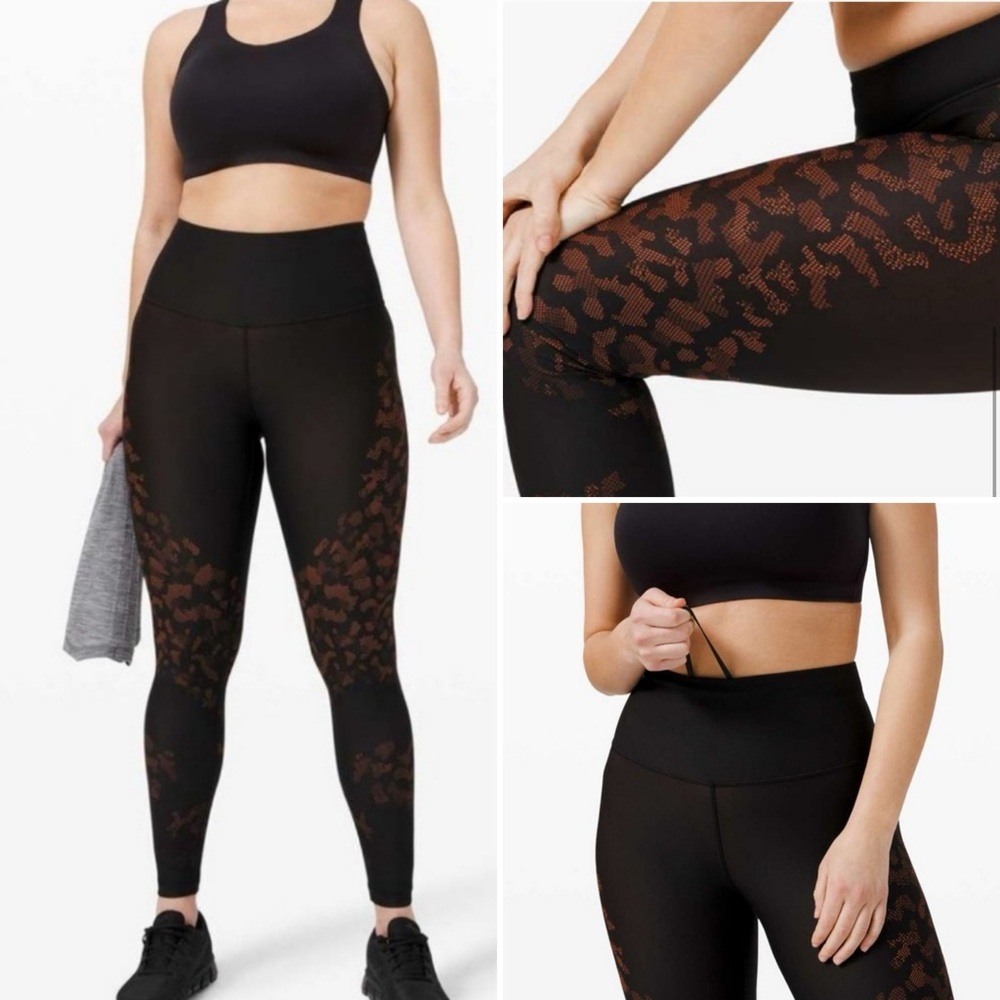 Lululemon Mapped Out High Rise Leggings in Black Brick Camo 28"